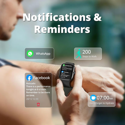 Smart Watch for Men Women (Answer/Make Call), 1.83" HD Fitness Tracker with Heart Rate/Spo2/Sleep Monitor, Pedometer, 120+ Sport Modes, IP67 Waterproof, 7-Day Battery, for Ios Android, Black