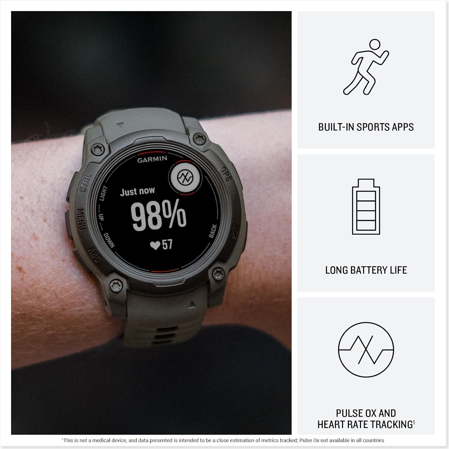 Instinct® E 45Mm, Rugged Outdoor GPS Smartwatch, 24/7 Health Monitoring, Wrist-Based Heart Rate, up to 16 Days of Battery Life, Electric Lime