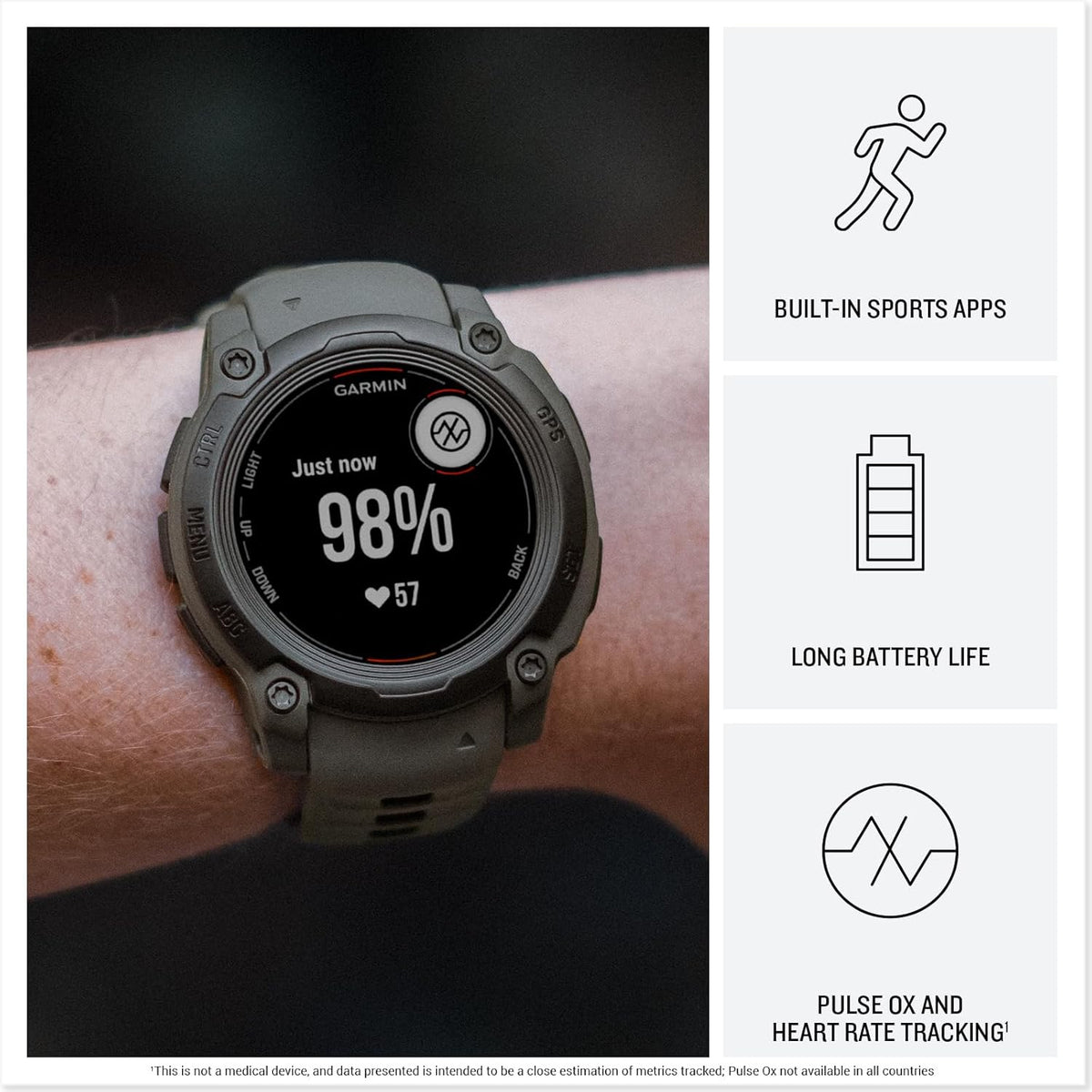 Instinct® E 45Mm, Rugged Outdoor GPS Smartwatch, 24/7 Health Monitoring, Wrist-Based Heart Rate, up to 16 Days of Battery Life, Electric Lime