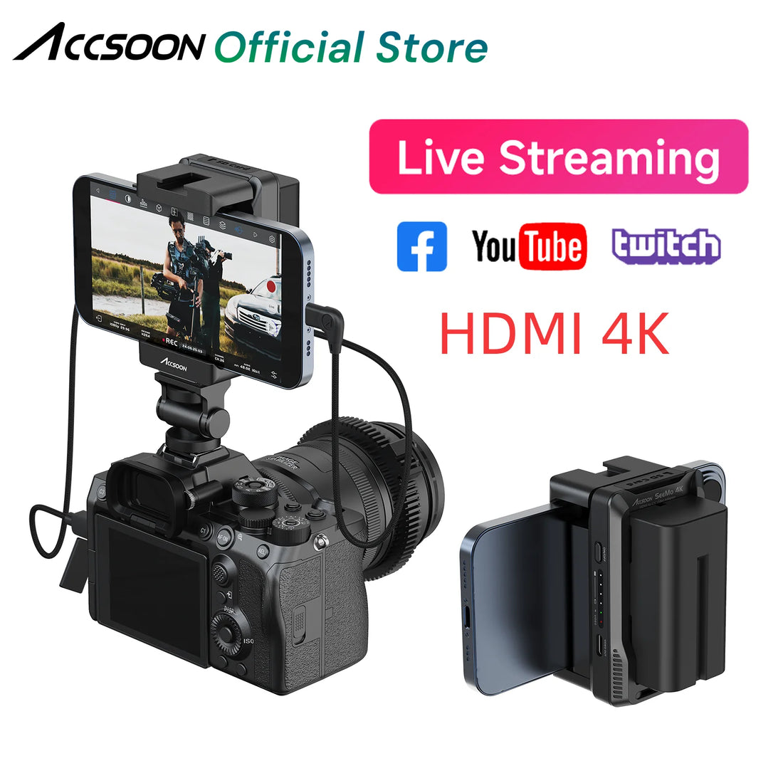 Seemo 4K HDMI to USB-C Video Transmission Conversion Recording for Iphone Ipad Charging RTMP Live Streaming
