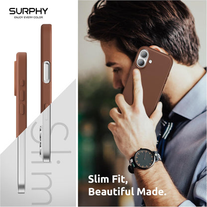 Leather Case for Iphone 17 Case 6.3 Inch, Premium PU Leather Compatible with Magsafe (With Metallic Buttons &amp; Microfiber Lining) Phone Cover, Brown