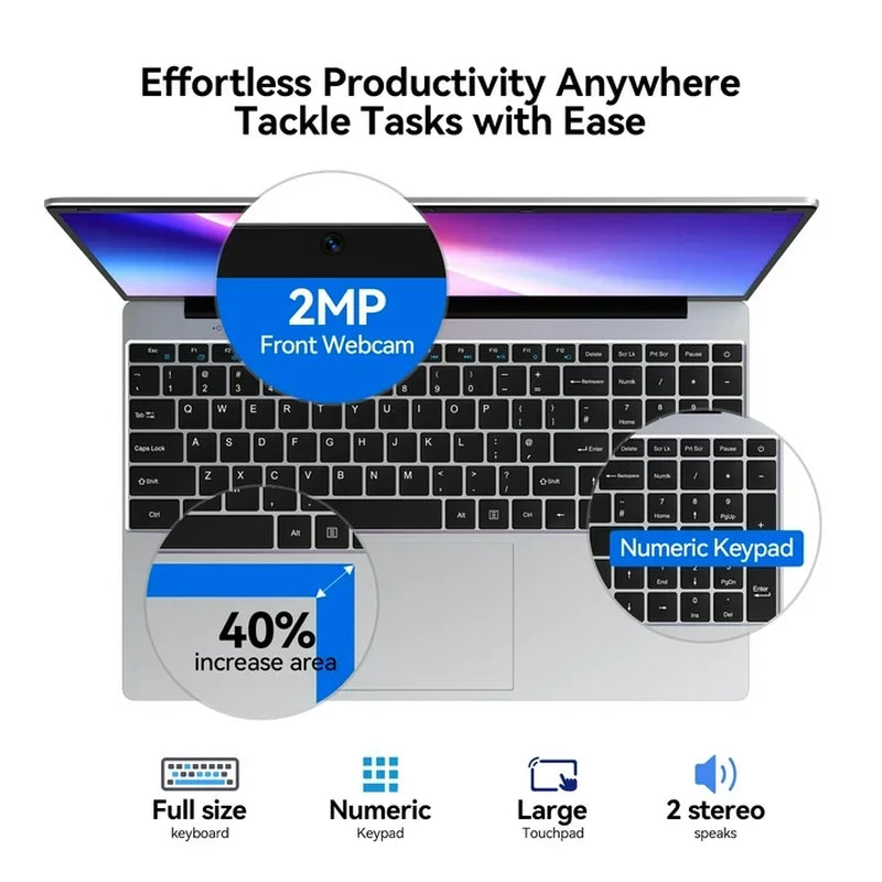 2026 Windows 11 15.6 Inch Laptop  Core I9 9900 32GB RAM 2TB SSD 1920X1080 HD Ultra Slim Gaming Gamer Office