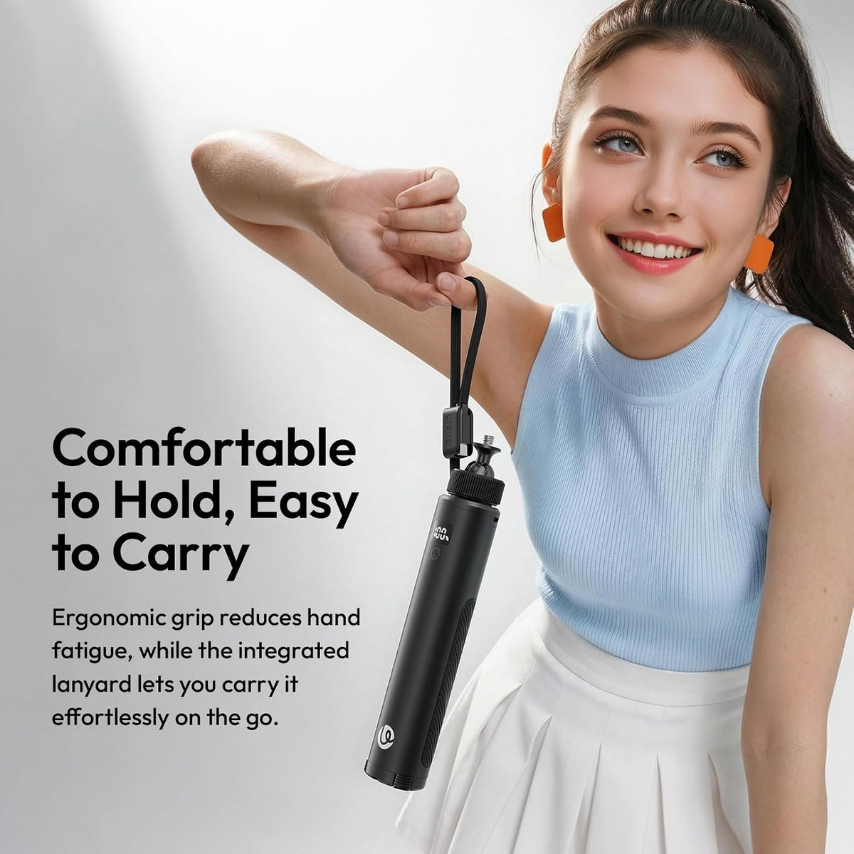 MA93 Battery Power Handle Grip with Hidden Tripod, 10000Mah Portable Power Bank for Action Camera &amp; Phone,Mobile Charger with Multi-Function Lanyard for Gimbal Camera Accessories