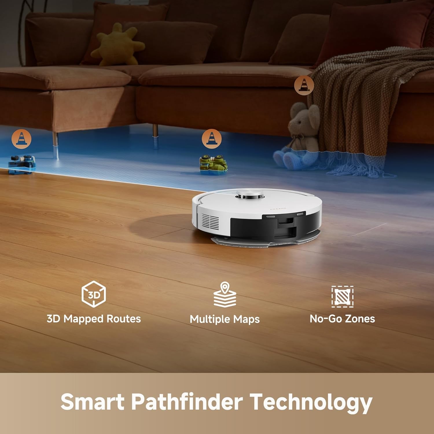 D20 Air plus Robot Vacuum and Mop Combo with 20,000Pa Suction, 120 Days Hands-Free, Anti-Tangling Tech, Auto-Emptying Dock, Deep Carpet Cleaning and Smart Navigation, White