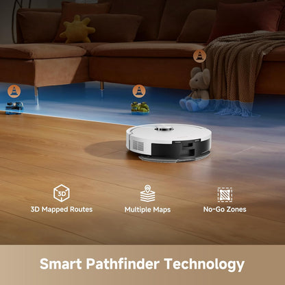 D20 Air plus Robot Vacuum and Mop Combo with 20,000Pa Suction, 120 Days Hands-Free, Anti-Tangling Tech, Auto-Emptying Dock, Deep Carpet Cleaning and Smart Navigation, White