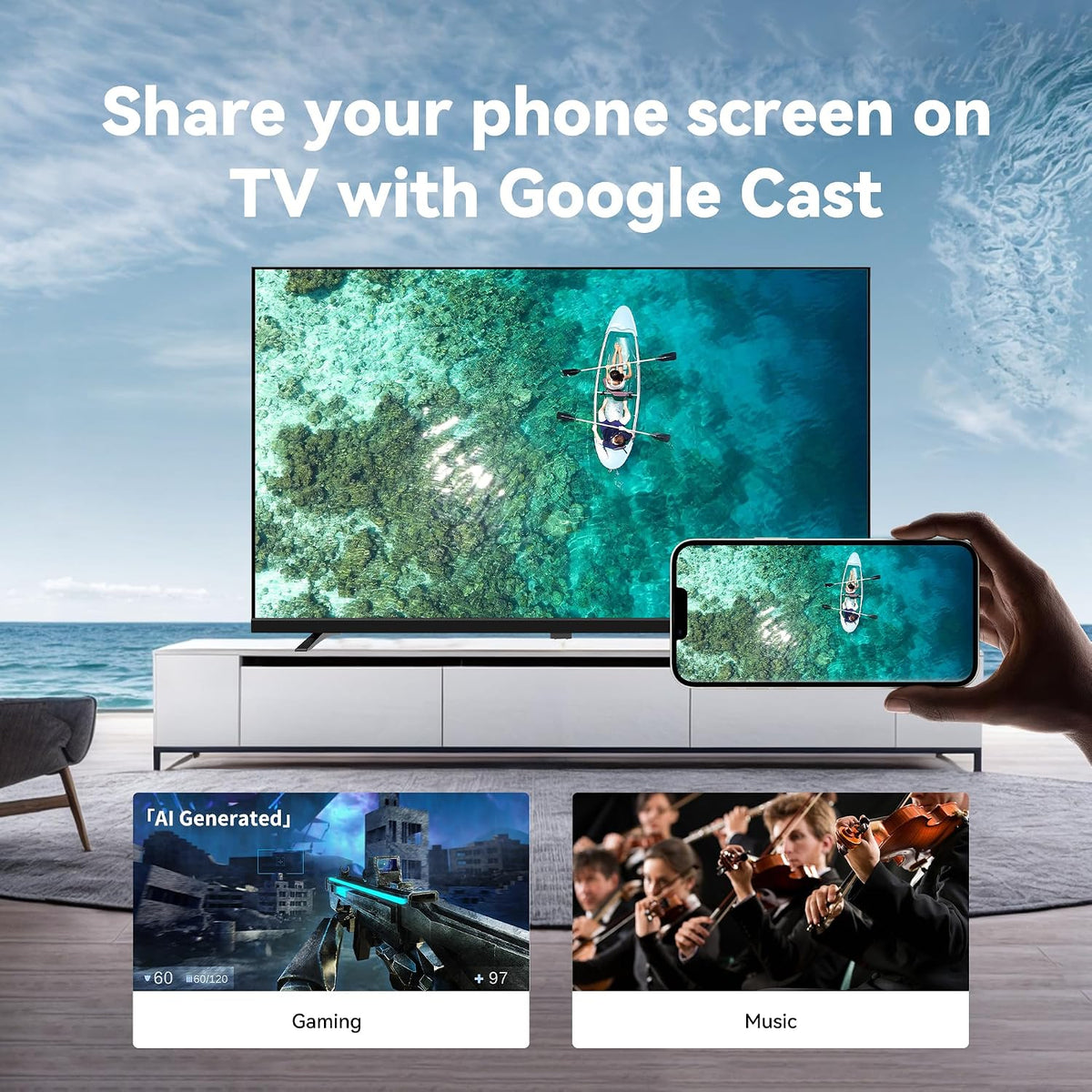 40-Inch Smart TV, 1080P Full HD Google TV with Google Play Built-In Google Cast, HDR 10, Dolby Audio, Voice Remote, Stream Live Television (Palette-Series, CG40-P3)