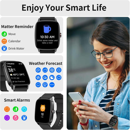 Smart Watches for Men Women, with Bluetooth Calling, 1.85" Screen DIY Dial Smartwatch for Android Iphone. 100+ Sports Modes, Heart Rate Sleep Monitor, AI Built-In Fitness Tracker, IP68 Waterproof