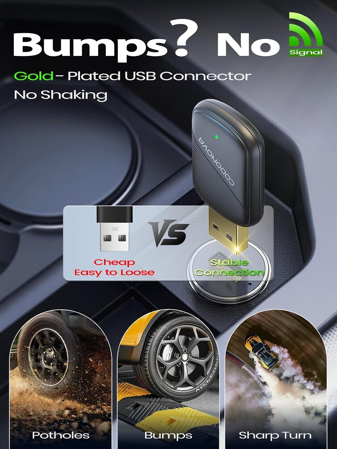 Mini Wireless Carplay Adapter for Iphone and Android Auto | | Wired-To-Wireless Car Stereo Dongle | Gold-Plated USB | Fast Stable Auto Reconnect | for OEM Wired Carplay Cars 2016+