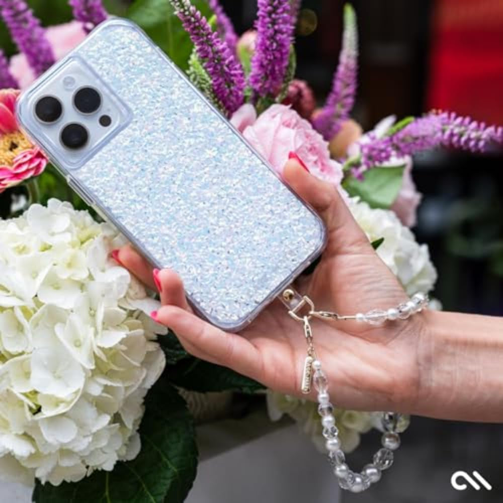 Phone Charm with Beaded Pearls and Crystals - Detachable anti Theft Strap - Hands-Free Iphone Wrist Strap for Women - Phone Chain Wristlet for Galaxy, Pixel and More - Crystal Pearl