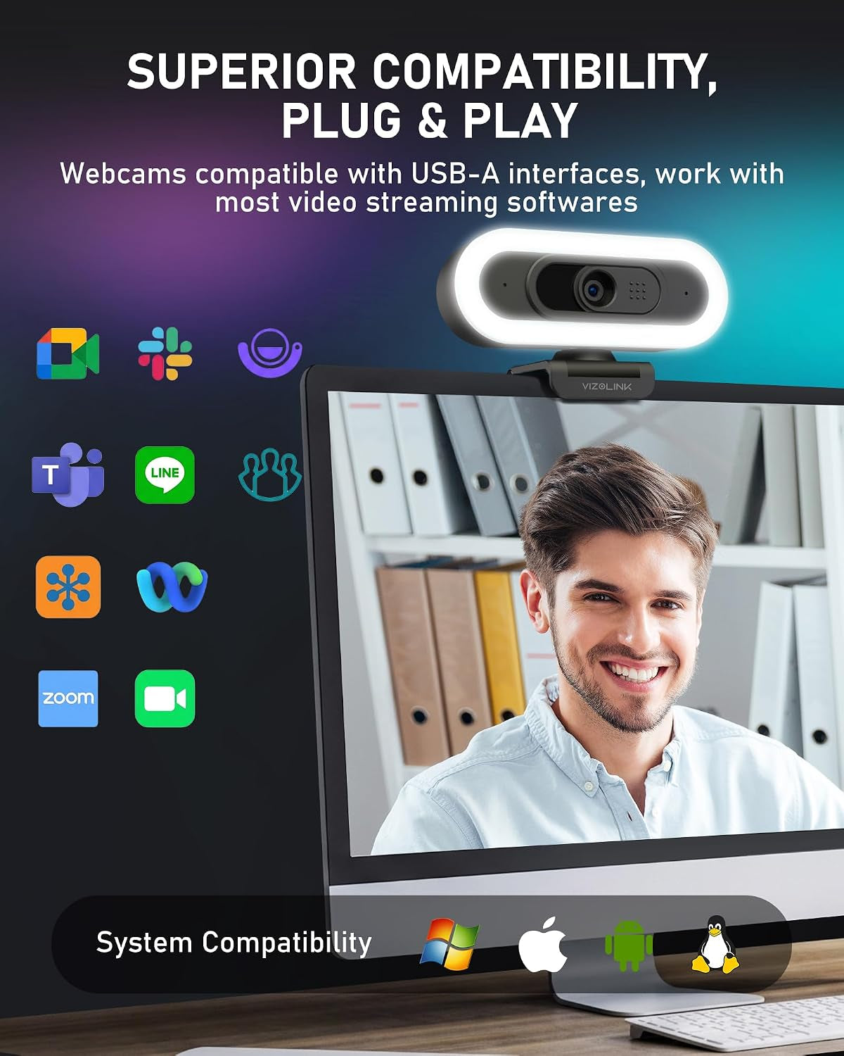 4K Webcam with Lights, PDAF Autofocus Computer Camera for Pc/Mac, 78°FOV Web Cam with 2 Noise-Canceling Microphone, USB Computer Web Camera for Laptop, Mac, Zoom