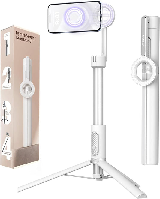 Magnetic Selfie Stick Tripod for Iphone, 64” Phone Tripod for Magsafe, Travel Tripod Stand with Remote for Cell Phone Video Recording