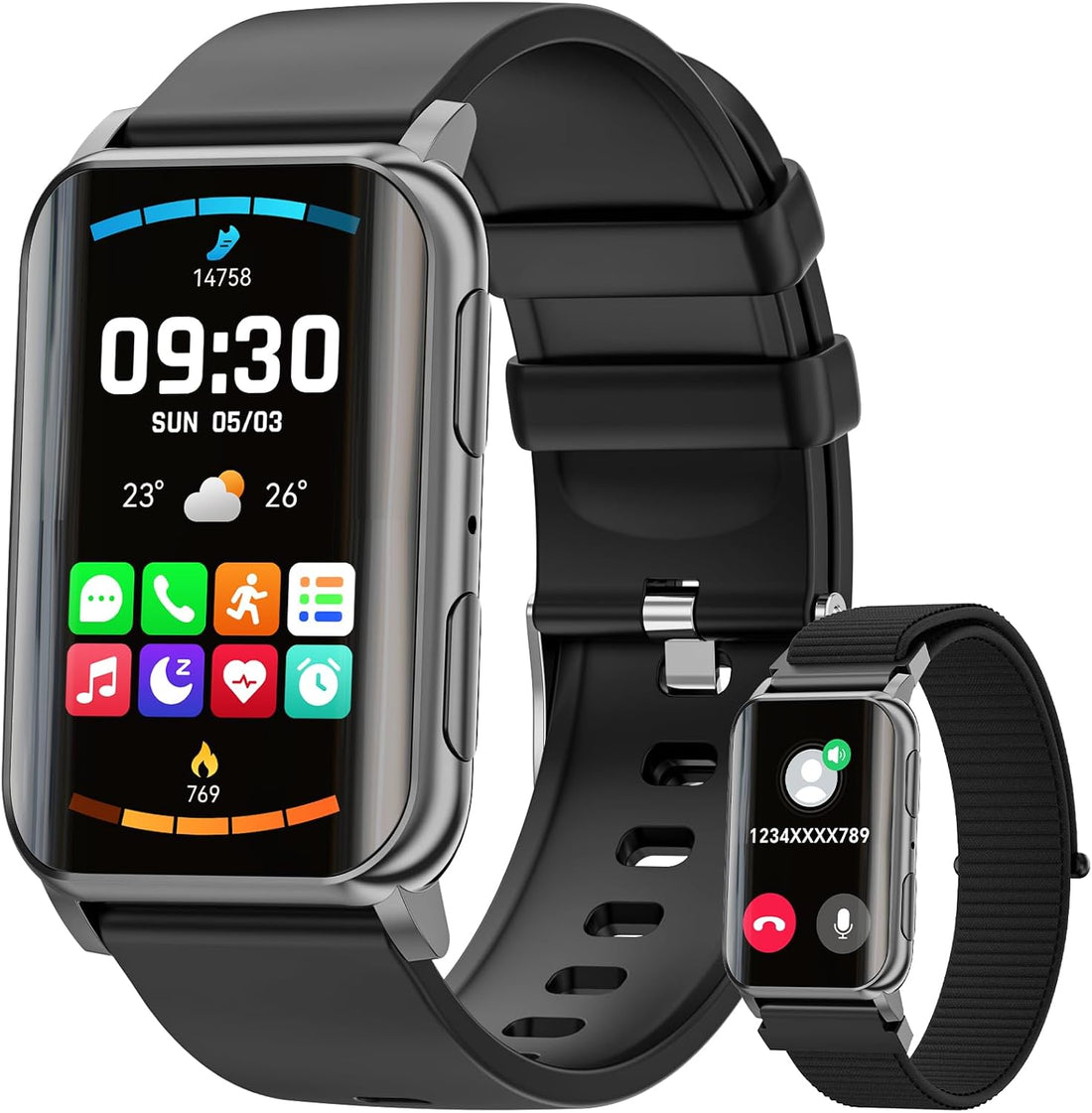 Smart Watches for Men Women (Answer/Make Calls), 1.57" Curved Screen Fitness Tracker, 2 Bands Smart Watch with 24/7 Heart Rate/Sleep Monitor, Compatible with Android Ios,110+ Sport Modes