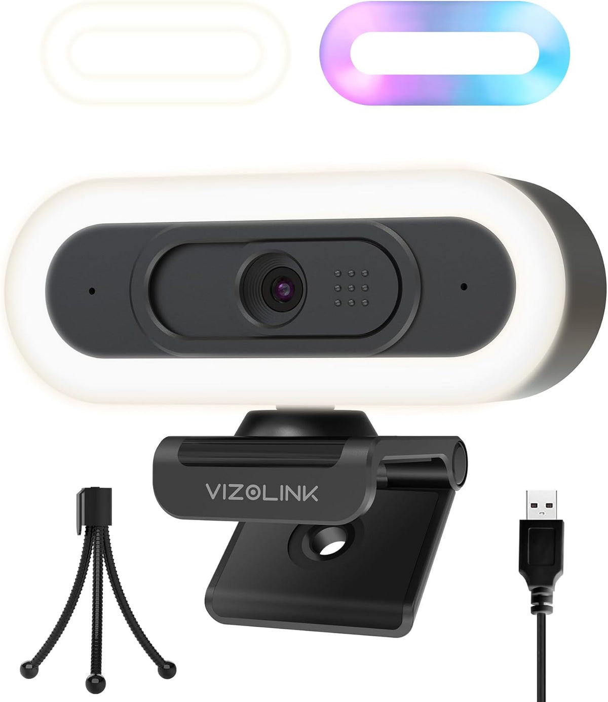 4K Webcam with Lights, PDAF Autofocus Computer Camera for Pc/Mac, 78°FOV Web Cam with 2 Noise-Canceling Microphone, USB Computer Web Camera for Laptop, Mac, Zoom
