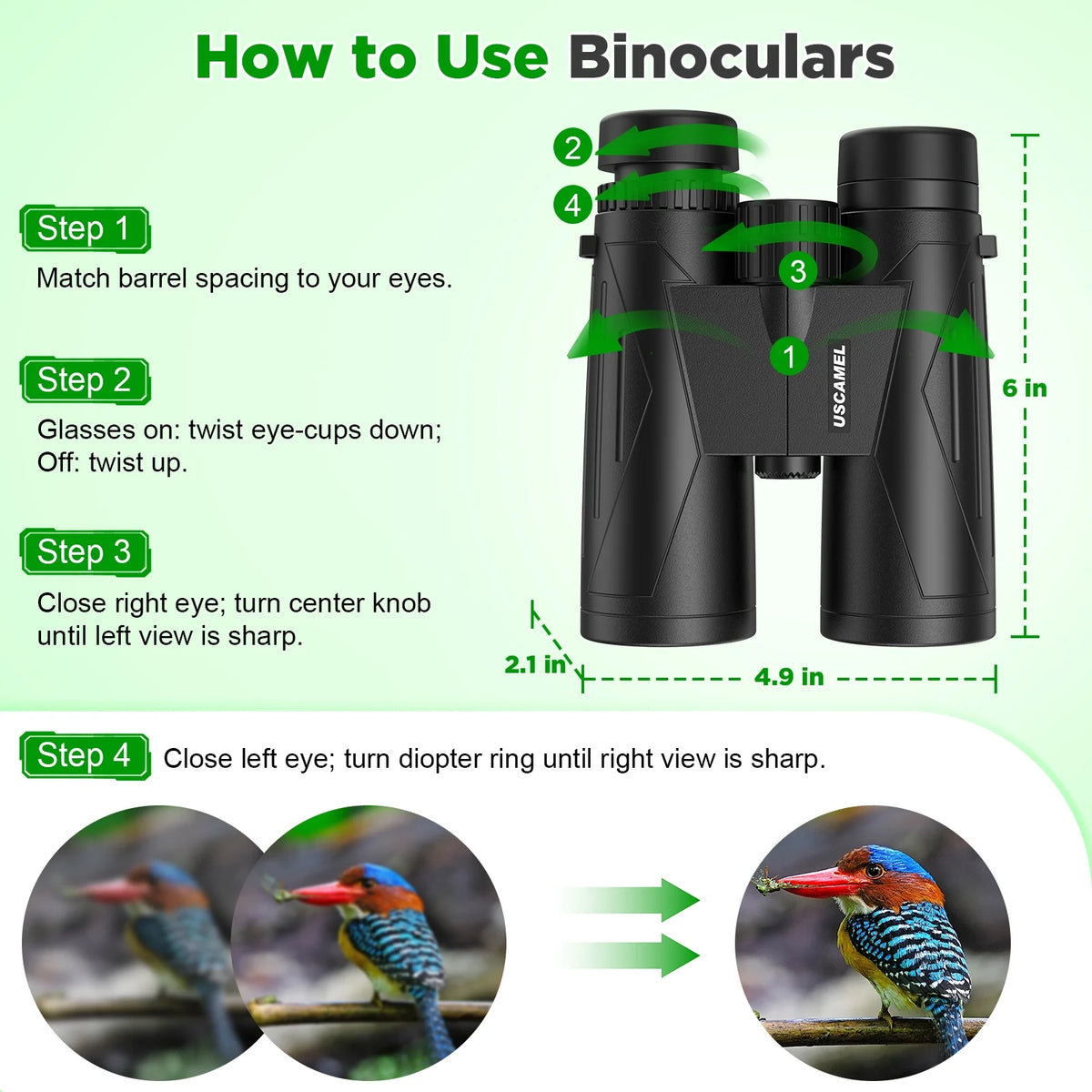 12X42 Binoculars for Adults Kids, HD Binoculars Waterproof FMC BAK4 Binoculars Low Light Night Vision for Bird Watching Travel Hunting Outdoor Sports Concerts