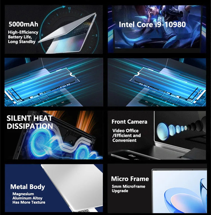 Portable Notebook PC 15.6 Intel I9-10980HK 32GB RAM 2TB SSD Windows 11 Pro Home Gaming Office Business Computer High Performance
