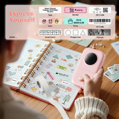 Label Maker Machine,  D30 Portable Bluetooth Label Printer with Tape Label Maker Handheld, Multiple Templates Available for Smartphone Easy to Use for Office Home Organization USB Rechargeable