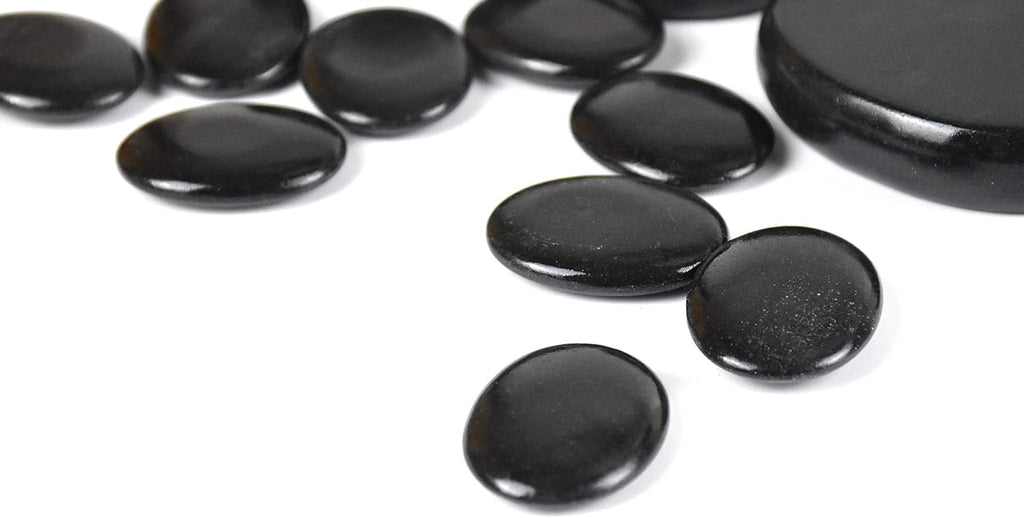 12Pcs Hot Massage Stones Set Natural Lava Basalt Heated Warmer Stone for Spa Massage Black