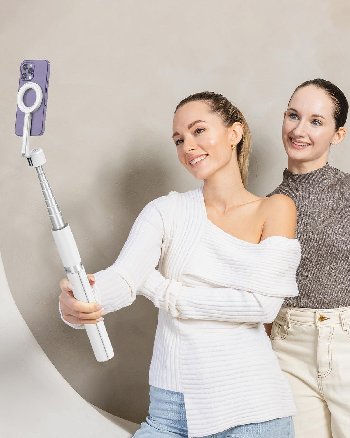 Magnetic Selfie Stick Tripod for Iphone, 64” Phone Tripod for Magsafe, Travel Tripod Stand with Remote for Cell Phone Video Recording