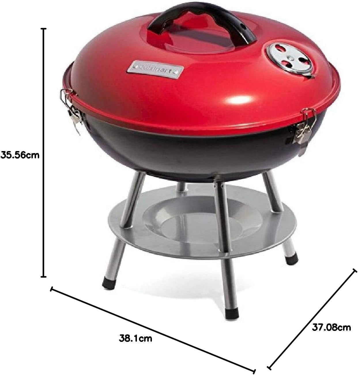 Outdoor Portable Charcoal Grill BBQ, 14", Compact & Light, Red (CCG-190RBC), Grills for 4 People