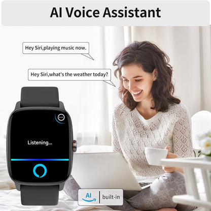 Smart Watches for Men Women, with Bluetooth Calling, 1.85" Screen DIY Dial Smartwatch for Android Iphone. 100+ Sports Modes, Heart Rate Sleep Monitor, AI Built-In Fitness Tracker, IP68 Waterproof