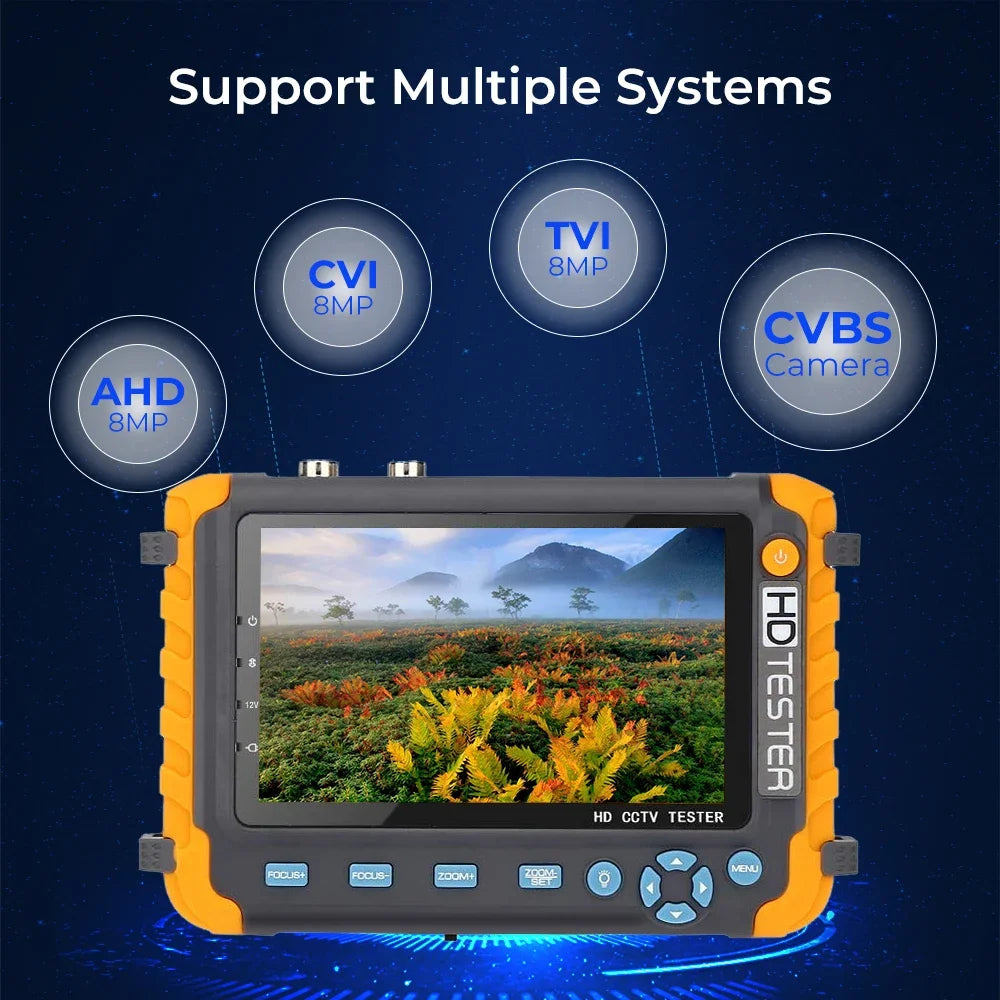 Portable CCTV Tester IV8W 8MP AHD/CVI/TVI Mini Monitor Cameras Tester HDMI VGA Input Video Cable Security Camera Tester