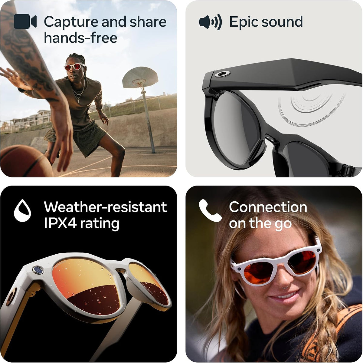 Oakley  HSTN, Black | Smart AI Glasses for Men, Women — Performance for Sports, Athletes — Camera, Audio, Video — 8 Hour Battery — 3K HD Resolution — Clear Lenses