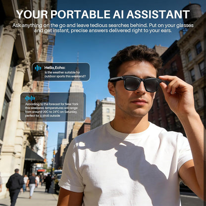 AI Smart Glasses with Camera &amp; Bluetooth, 8MP 1080P HD Video, Photochromic Sunglasses Lenses, Open-Ear Audio, Voice Assistant, AI Recognition &amp; Translation, Privacy LED, IPX4, Outdoor