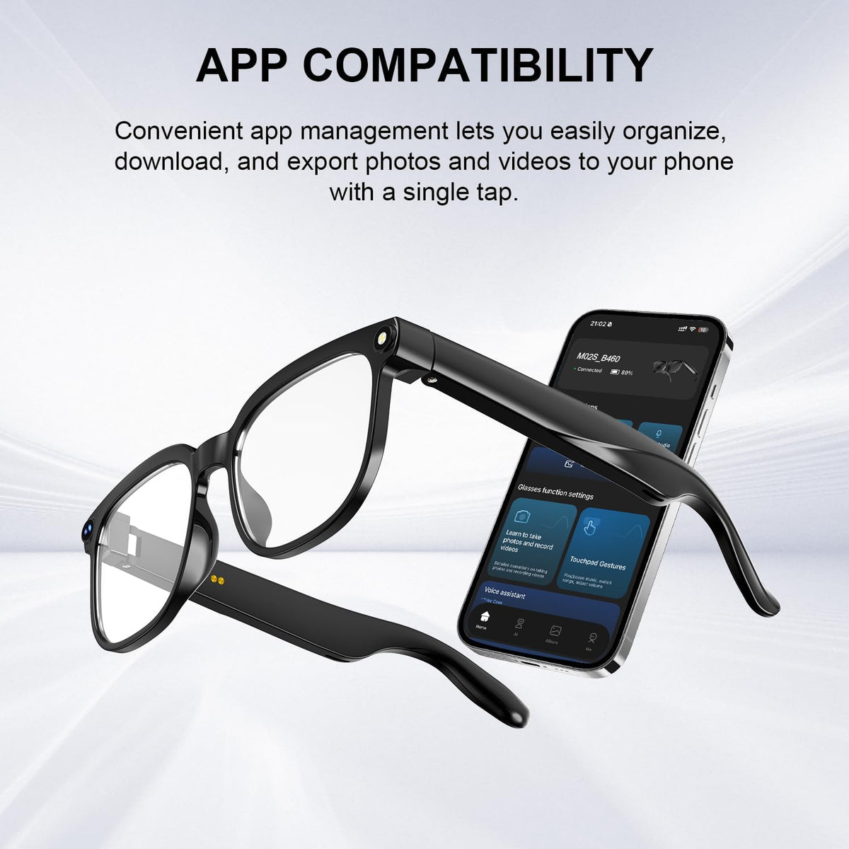AI Smart Glasses with Camera, 4K HD Video &amp; Photo Capture, 8MP Camera Glasses for Men Women, Recording Glasses with AI Assistant, Object Recognition, Bluetooth Sunglasses for Travel/Work/Vlog