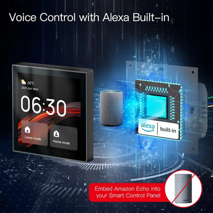 Wifi Touch Center Control Panel，Tuya Screen， Bulid in Alexa Voice Control &amp; Zigbee Gateway for Smart Scenes 4 Inches
