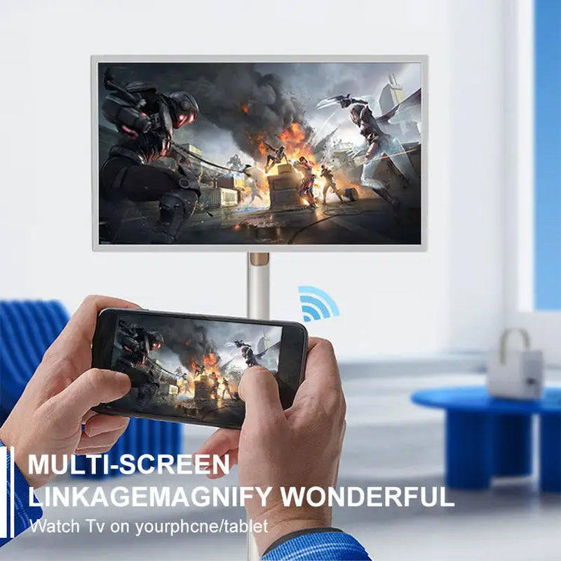 32 Inch Smart TV Rotation Touch Screen Portable Android Camera Mobile Display Tablet PC Stand Wheels Television Rechargeable