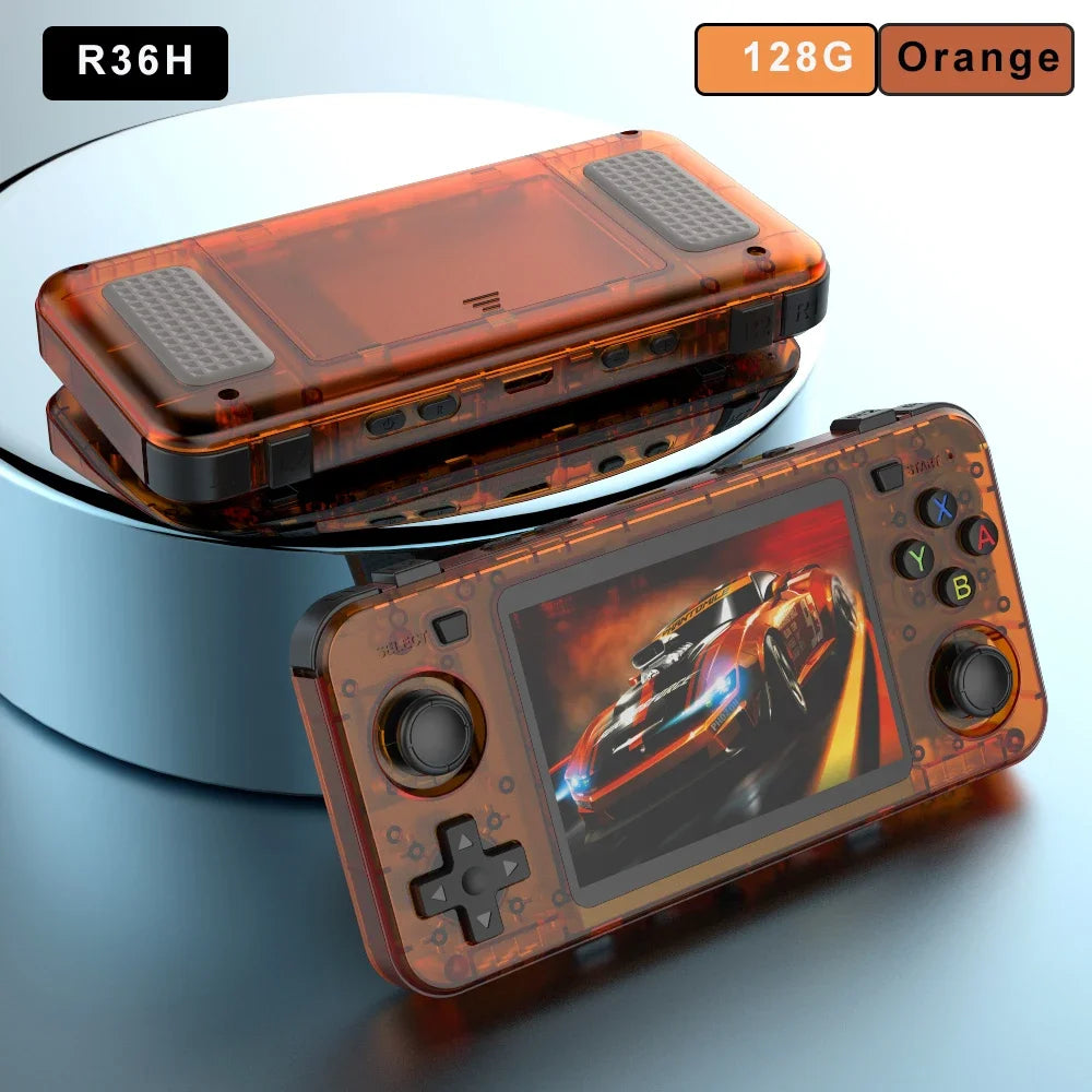 Green R36H Retro Video Game Console 3.5‘’ IPS Screen RK3326 3000 Mah Open Linux System Portable Player 64GB 128GB
