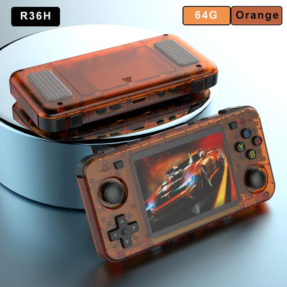 Green R36H Retro Video Game Console 3.5‘’ IPS Screen RK3326 3000 Mah Open Linux System Portable Player 64GB 128GB