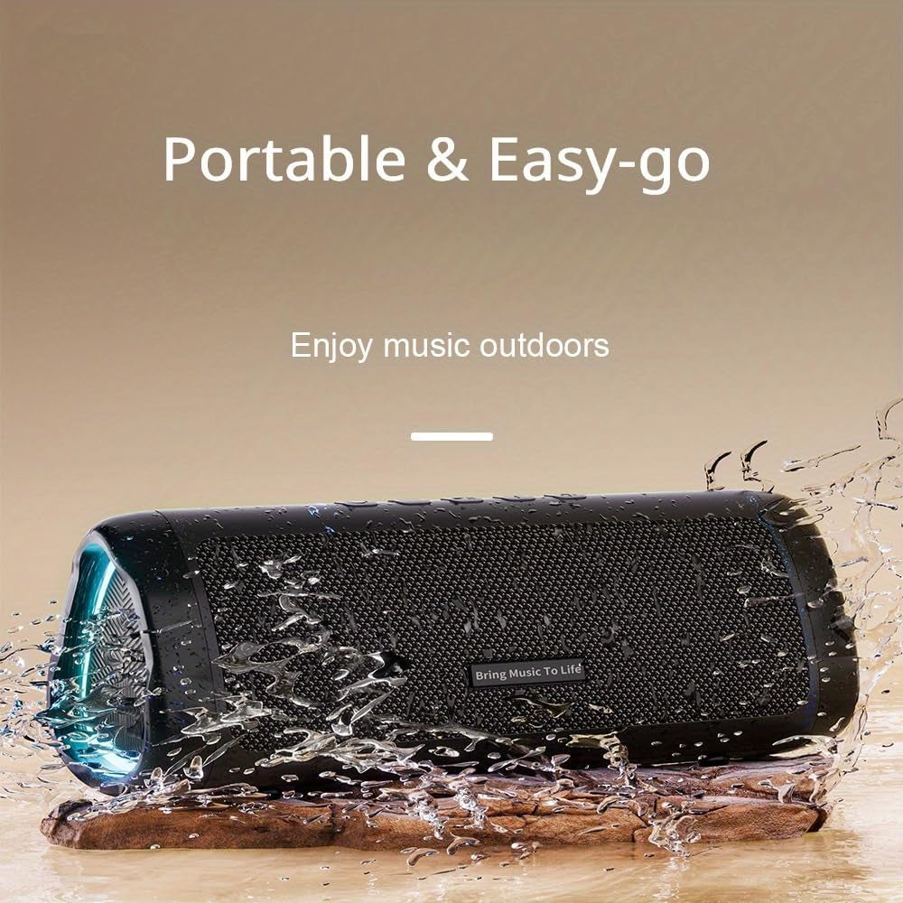 Bluetooth Speaker with HD Sound, Portable Wireless, IPX5 Waterproof, up to 20H Playtime, TWS Pairing, BT5.3, for Home/Party/Outdoor/Beach, Electronic Gadgets, Birthday Gift (Black)