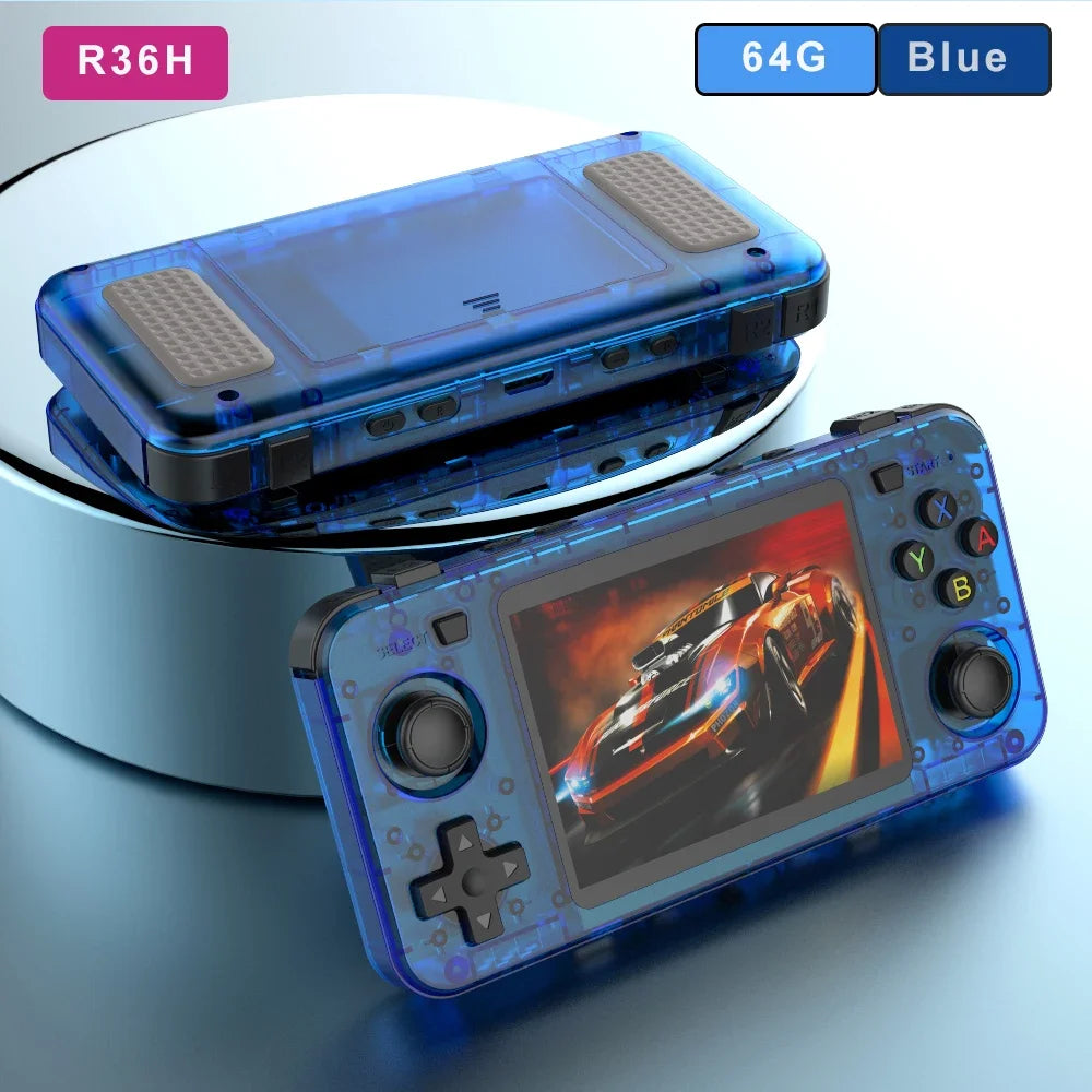Green R36H Retro Video Game Console 3.5‘’ IPS Screen RK3326 3000 Mah Open Linux System Portable Player 64GB 128GB