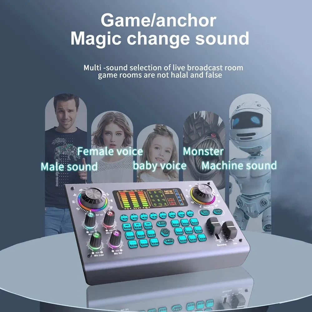 Professional Podcast Live Soundcard Equipment Bundle with 48V XLR Microphone for PC Recording Singing Streaming Gaming