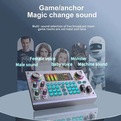 Professional Podcast Live Soundcard Equipment Bundle with 48V XLR Microphone for PC Recording Singing Streaming Gaming
