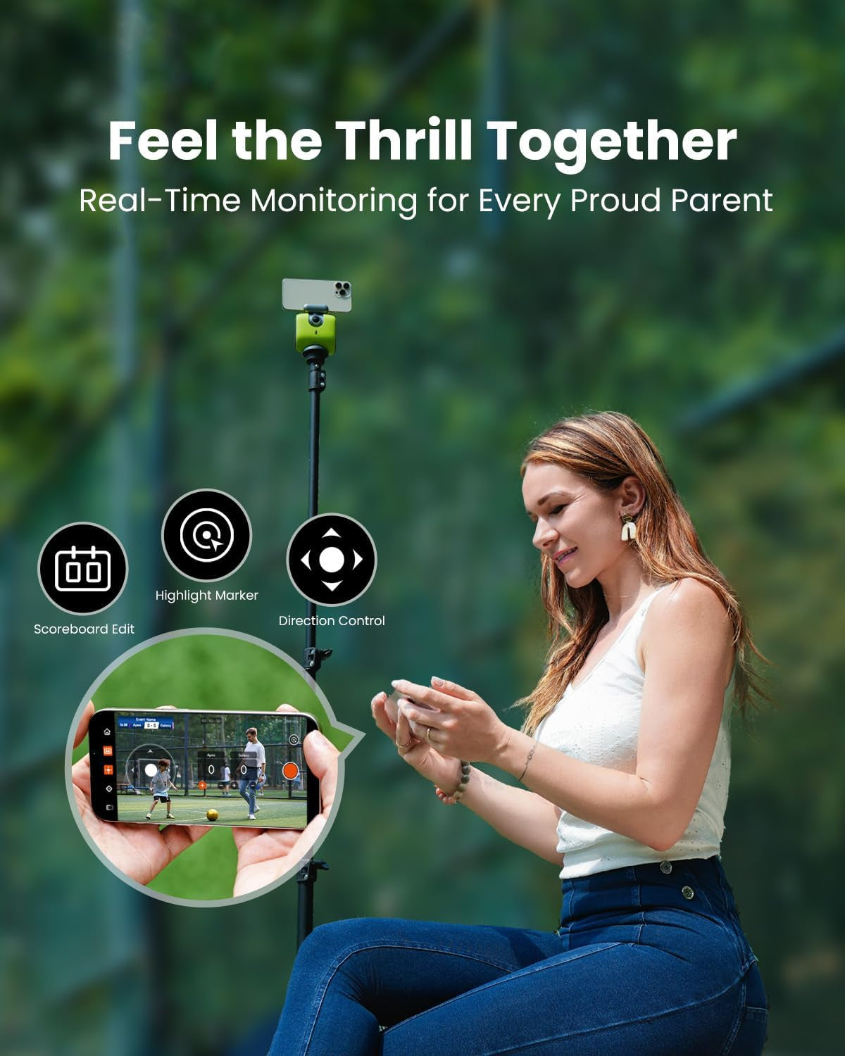 Chameleon AI Auto Sports Action Camera - 4K 60FPS Soccer Camera and Basketball Tracking Camera for Team Sports, Live Streaming, No Subscription, Works with Ios &amp; Android (Lemon Green)