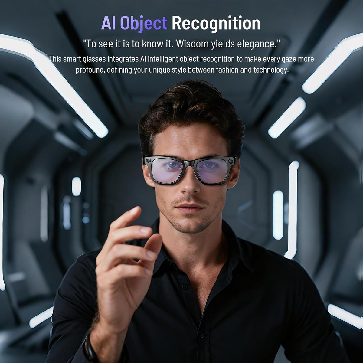 Upgraded Ai Smart Bluetooth Glasses, 800W Anti-Shake Camera Glasses, 1080P Video Recording, Ai Real-Time Translation, Open-Back Headphone Audio, Voice Assistant, Sunglasses for Men Women