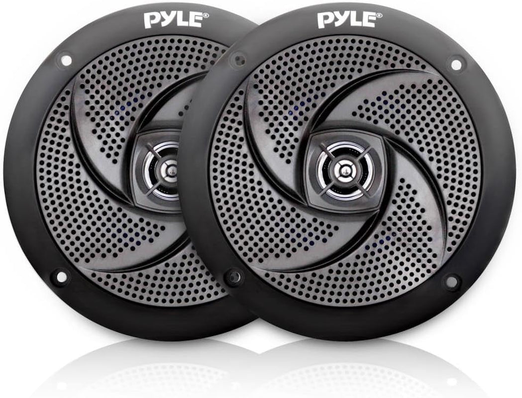 Marine Speakers 6.5 Inch - 2 Way Waterproof and Weather Resistant Outdoor Audio Stereo Sound System with 240 Watt Power and Low Profile Slim Style - 1 Pair (Black)