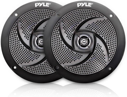 Marine Speakers 6.5 Inch - 2 Way Waterproof and Weather Resistant Outdoor Audio Stereo Sound System with 240 Watt Power and Low Profile Slim Style - 1 Pair (Black)