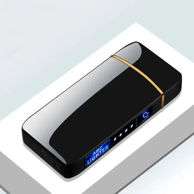 2025 Smart Chip Electric Dual Arc USB Lighter Outdoor Windproof Pulse Plasma Flameless Digital Power Display Lighter Men Gifts