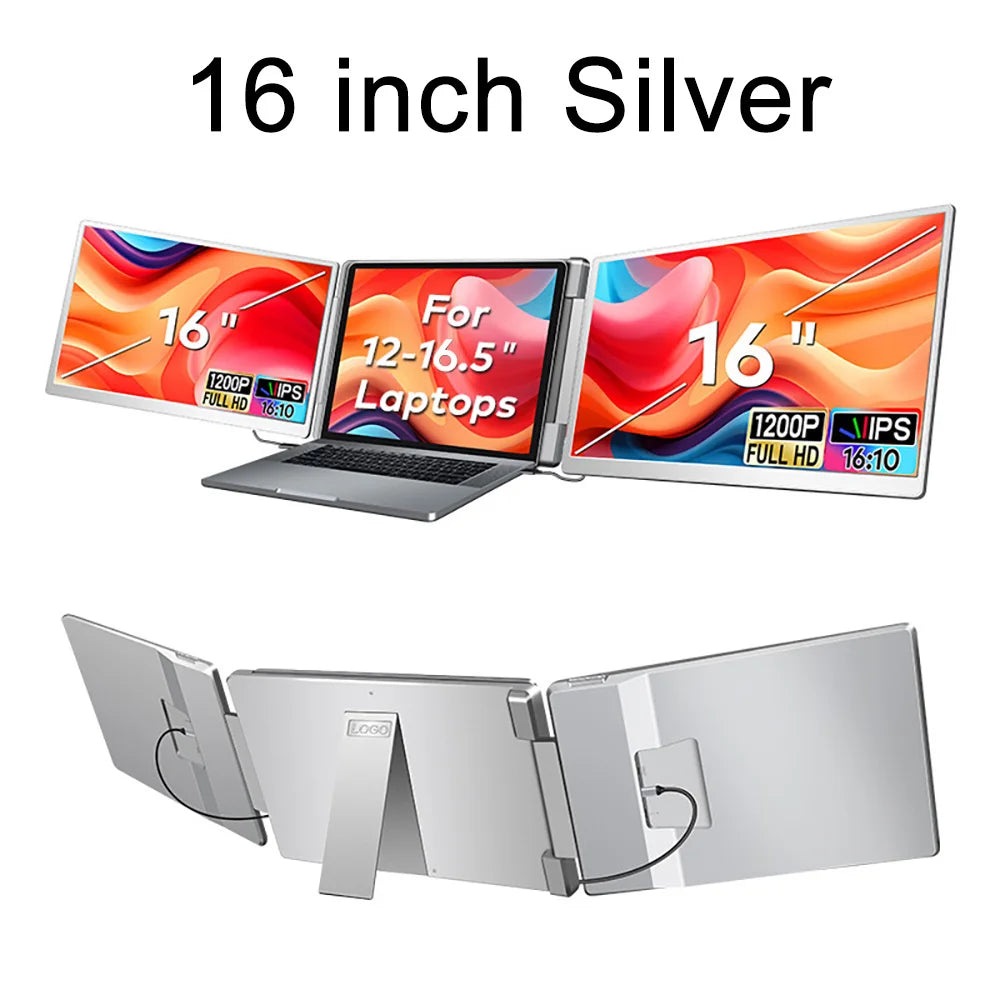 Portable LCD FHD IPS Gaming Backlit External Monitor High-Definition Dual Triple Screen Extender for Productivity