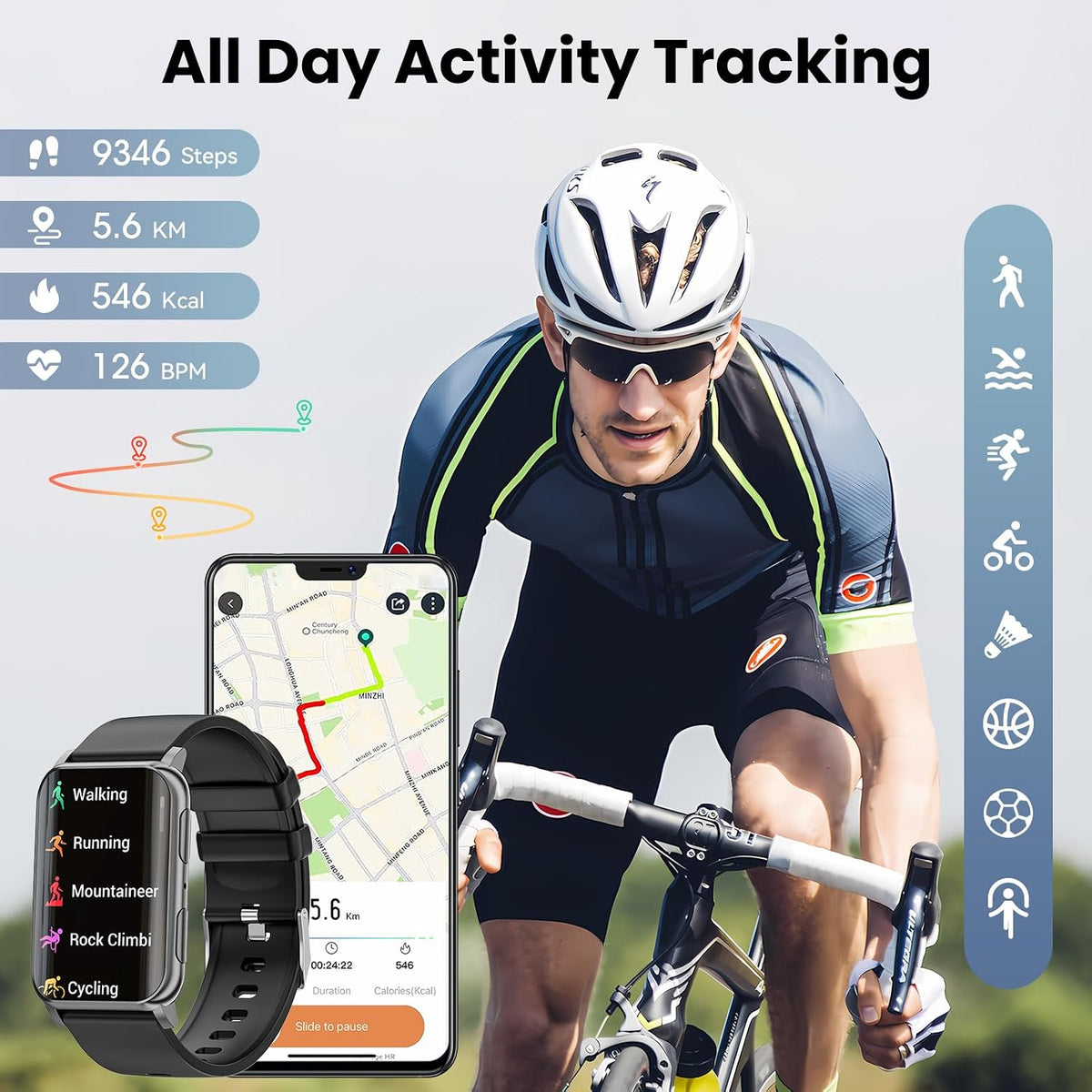 Smart Watches for Men Women (Answer/Make Calls), 1.57" Curved Screen Fitness Tracker, 2 Bands Smart Watch with 24/7 Heart Rate/Sleep Monitor, Compatible with Android Ios,110+ Sport Modes
