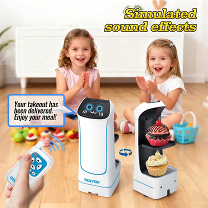 2.4Ghz Remote Control Food Delivery Robot Toy, Remote Control Toy Robot with Light and Music, Children&