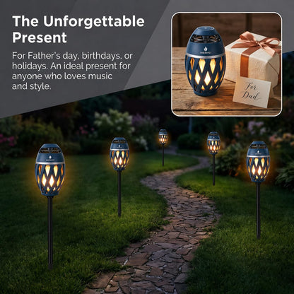 Outdoor Bluetooth Speaker with Flame Light,  Waterproof Wireless LED Flame Speaker for Home Gadgets Camping Accessories, 24H Playtime, Loud Sound, Gifts for Men Women Couples Dads Moms, Blue