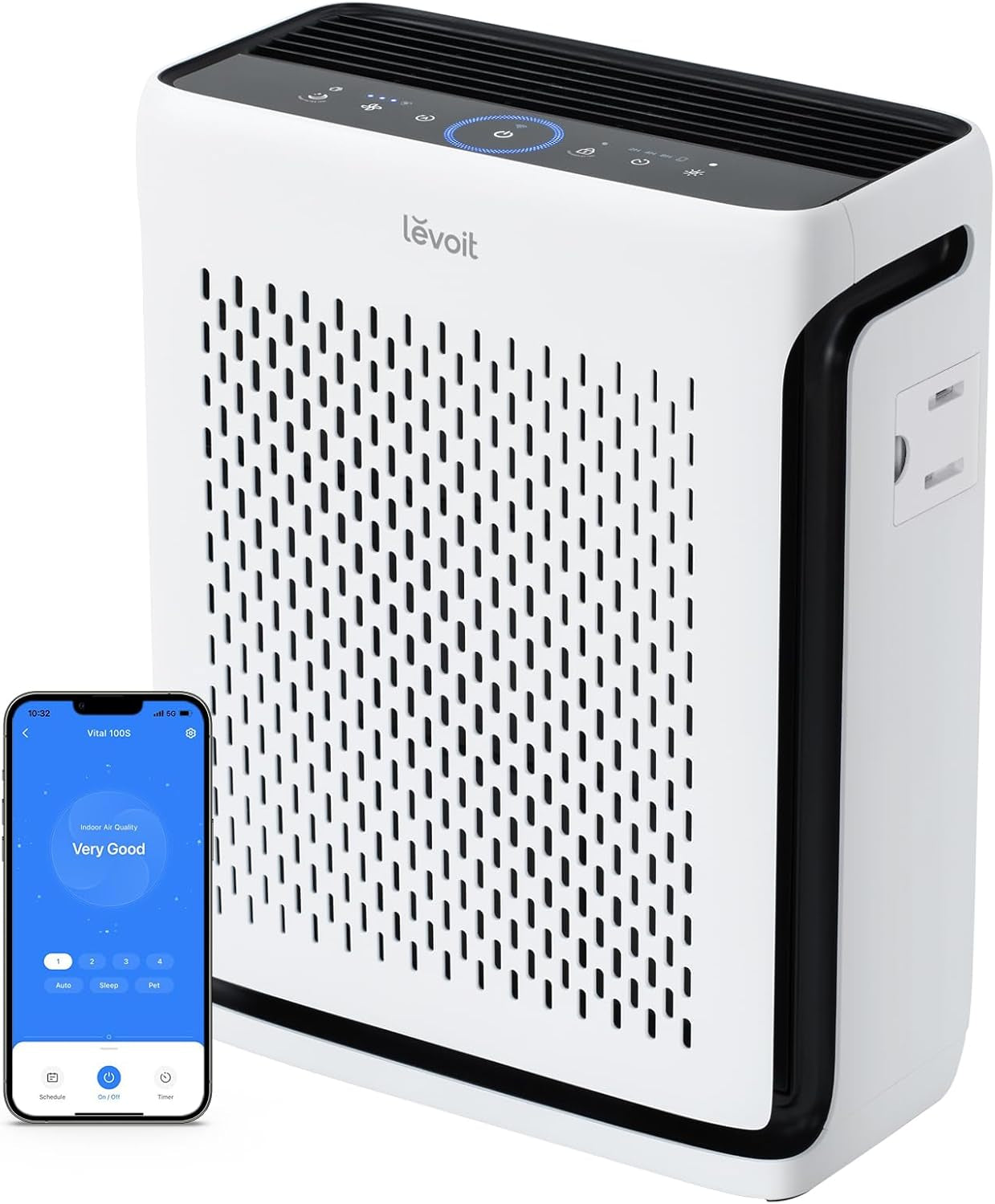 Air Purifiers for Large Room Home with Washable Filter and Air Quality Monitor, AHAM VERIFIDE, HEPA Sleep Mode and Auto Mode, Removes Pet Hairs, Allergies, Pollen, Smoke, Dust, Vital100S-P
