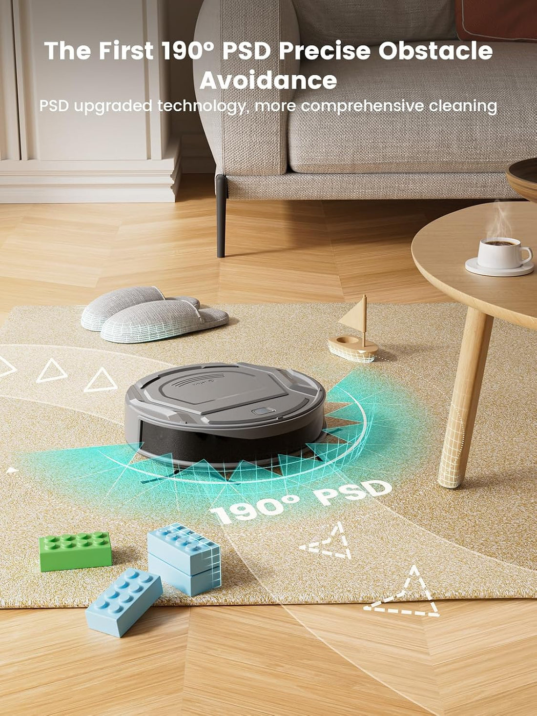 M210 Pro+ Robot Vacuum Cleaner, 6000Pa Suction, 200 Mins Runtime, Precisense Obstacle Avoidance, Self-Charging, Slim &amp; Quiet, Wifi/App/Alexa, Pet Hair &amp; Hard Floors, Grey