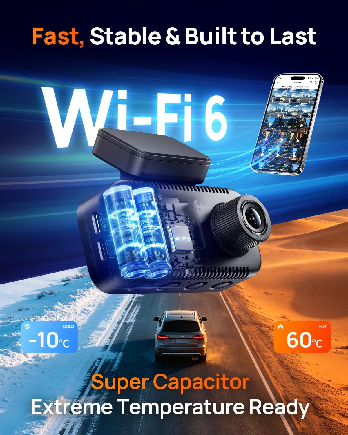 A810 Lite 4K Dash Cam Front and Rear, 5Ghz Wifi 6 Dashcam, Car Camera with GPS Tracking, HDR Night Vision, 24H Parking Mode, Voice Control, Emergency Lock, Loop Recording, Support 512GB Max