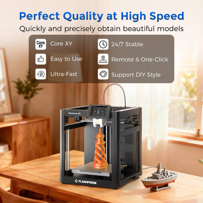 Adventurer 5M 3D Printer, Fully Auto Leveling &amp; 600Mm/S High Speed Printing, Black
