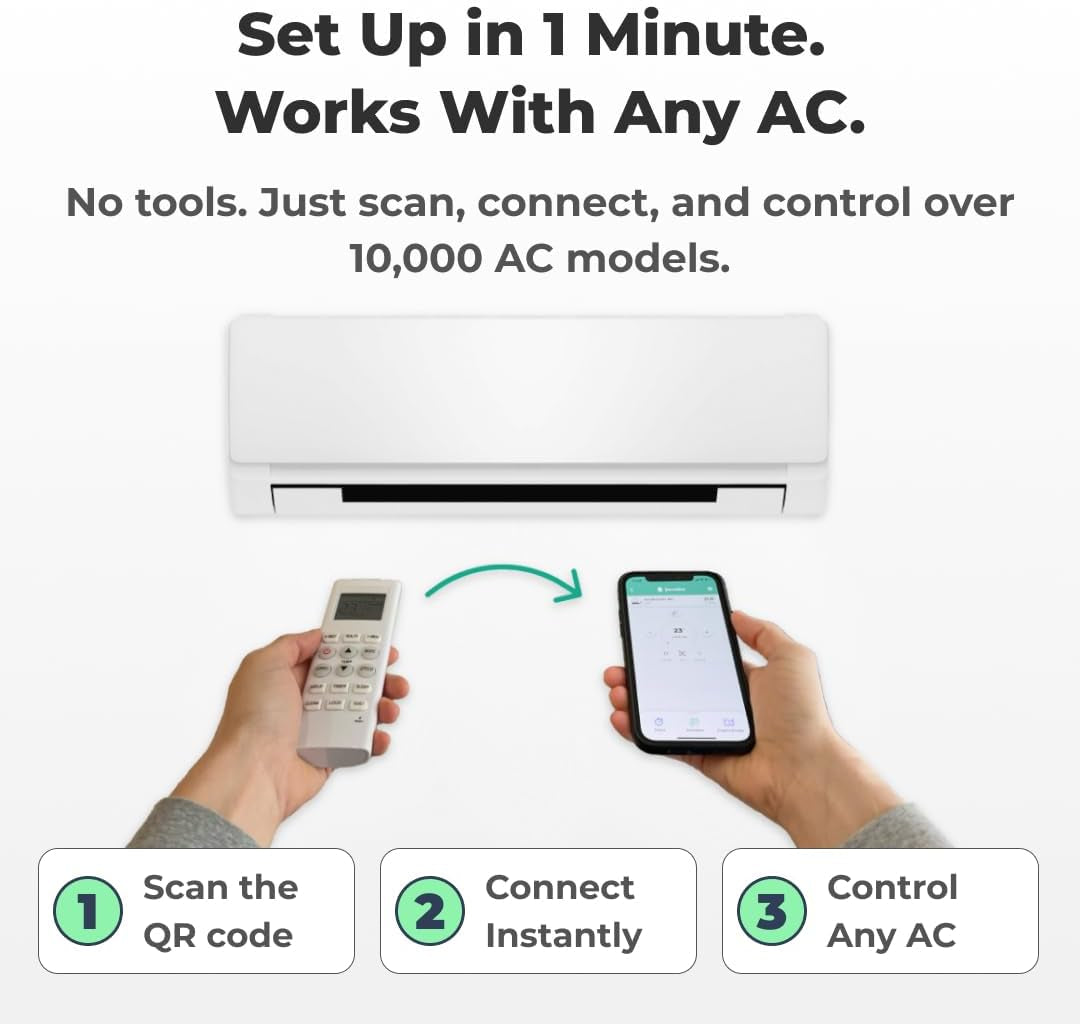 Sky, Smart Home Air Conditioner System - Quick &amp; Easy Installation. Maintains Comfort with Energy Efficient App - Automatic On/Off. Wifi, Google, Alexa and Siri. (White)